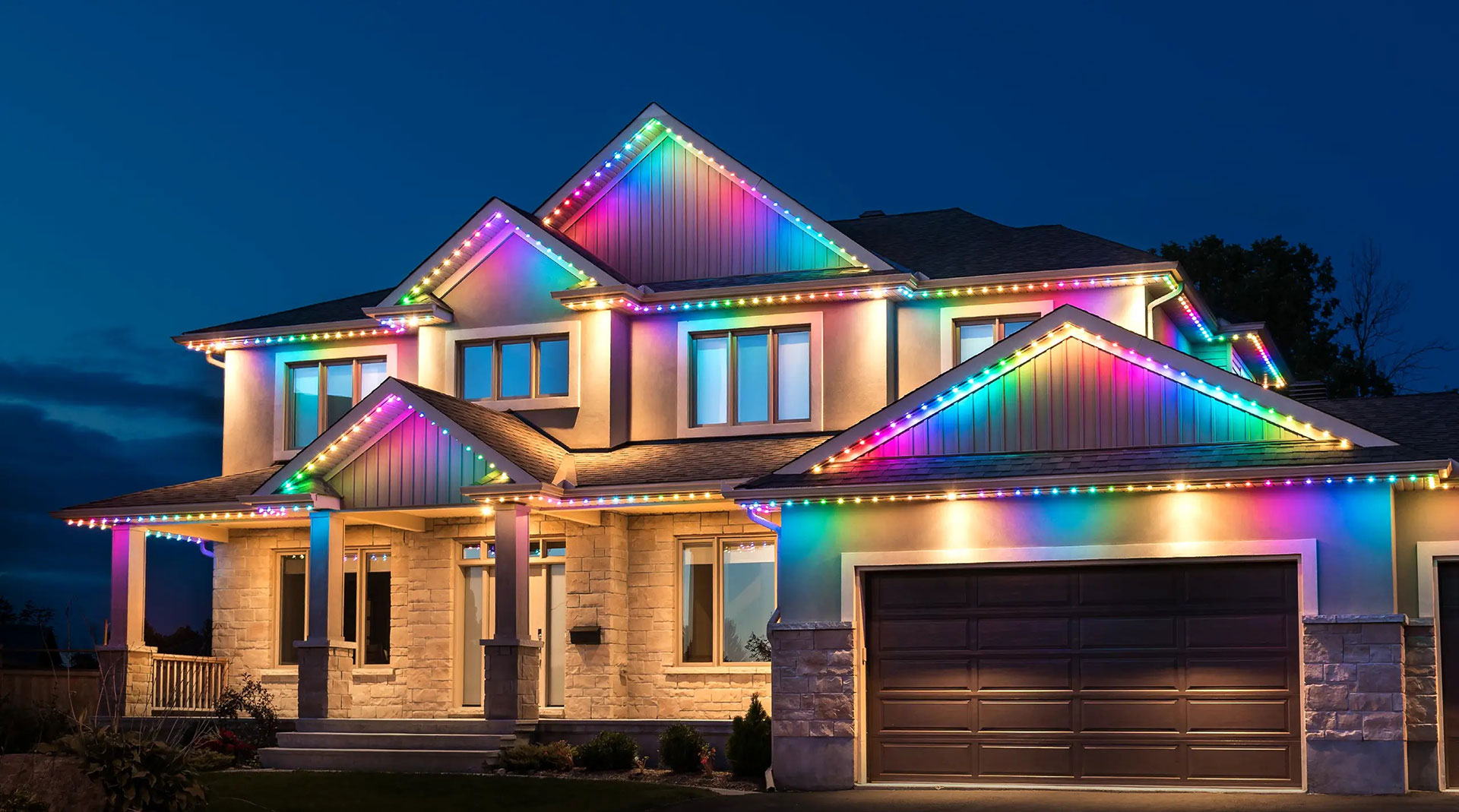 A string of lanterns lights up the four seasons